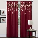 Lush Decor Flower Drop Curtain Panel, Red