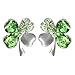 Four Leaf Clover Heart Shaped Swarovski Elements Crystal Rhodium Plated Stud Earrings
