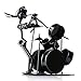 ZOVIE Creative Top-grade Plated Stainless Drummer & Drum Set Sculpture Wrought Iron Musician Statue Instrument Model Home Decor Figurine Ornament Cafe Counter Living Room Bedroom Tabletop Study Office Book Shelf Decoration (Black)