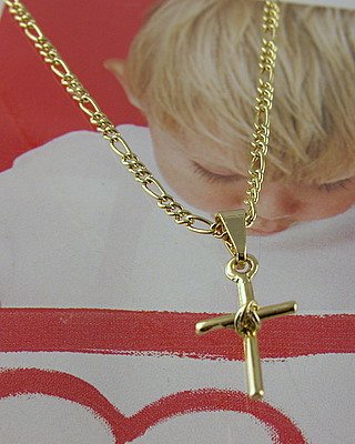 Click here to buy Baby Children's 18K Gold Filled Cross Necklace Chain Set.