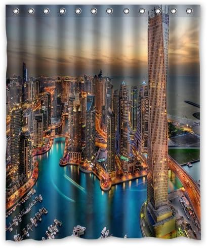 Fashion press Flawless Gorgeous Creative Dubai Uae Buildings Shower Retro Curtain Shower 100% WaterProof Polyester Fabric 60" x 72" Inches Standard