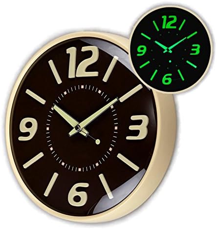 Seiorca Luminous Numerals Silent Non-ticking Wall Clock Glow in the Dark - 11" Metal Frame