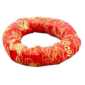 Tibetan Singing Bowl Cushion Red Silk Ring