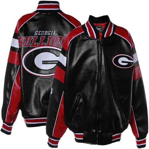 Georgia Bulldogs Youth Black 2010 Pleather Full Zip Jacket (Large)