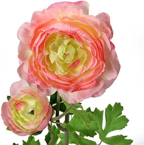 4 Stems Artificial Silk Ranunculus Flower Pink | 27" Tall Stems| High Quality Silk Flowers