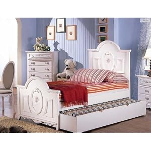 Summer Grace Collection White Twin or Full Size Panel Bed Youth Kids Bedroom Furniture
