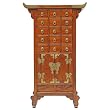 Handmade Asian Furniture - 35" Natural Wood Oriental Pagoda Style Storage Cabinet With Brass Trim