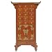 EXP Handmade Asian furniture-35" Natural Wood Oriental Pagoda Style Storage Cabinet With Brass Trim