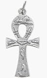 Genuine Sterling Silver Hieroglyphic Ankh Charm Pendant with chain