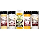 Amish Country Popcorn Pack of 5 Gourmet Popcorn Seasoning Variety Bundle Sampler Set White Cheddar Cheese, Sour Cream & Onion, Cheddar Cheese, & Ranch Includes One (1) 6-oz Ballpark Style Seasoning Salt