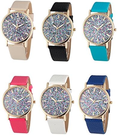 Taghuge Girl's Lady's Wrist Quarz Watch Leather Belt-Black