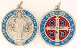 St. Benedict Large Medal-silver/color Epoxy Enamel Pendant Necklaces