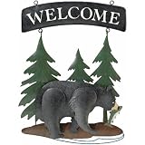 Welcome Sign 3D Metal Rustic Black Bear (12x17) - Regal Art #R181