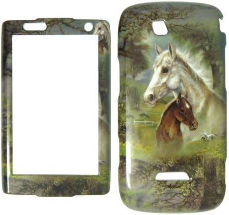 Samsung Sidekick 4G T839 T-Mobile - Horses &amp; Trees Colorful Painting Shinny Gloss Finish Hard Plastic Cover, Case, Easy Snap On, Faceplate.