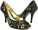 Black & Gold Lace Peep-Toe Formal Pumps