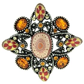 Citrine Rhinestone Pin Brooch by Pugster