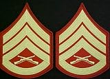 Gold on Red USMC Chevrons - Staff Sergeant - Male
