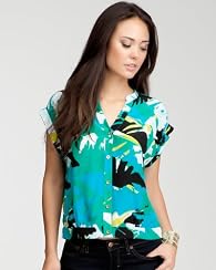 Open Back Boxy Print Silk Top