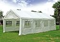 Partyzelt Pavillon Festzelt 4x8m, PE weiss mit Fenstern