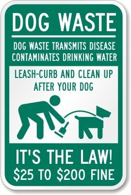 SmartSign Pet Waste Transmits Disease Clean Up After Your Dog Sign, It's The Law $25 to $200 Fine Sign | 12" x 18" Aluminum