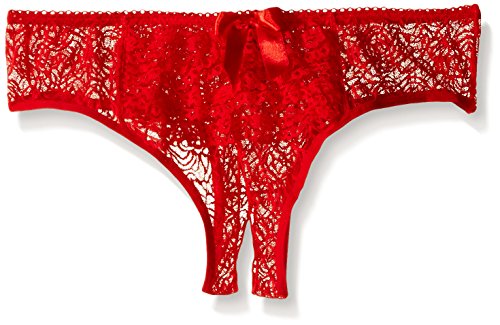 Dreamgirl Women's Ruffle Back Crotchless Panty, Red, Medium