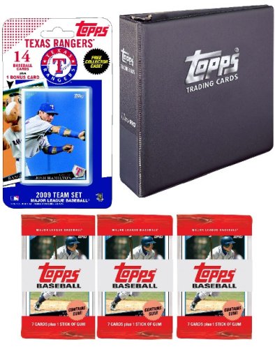 Texas Rangers 2009 Topps MLB Team Set with 3 Ring Binder and 3 Topps Packs