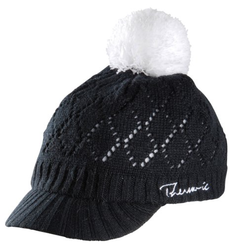 Thermic Therm-ic Damen Beanie Pom Pom Visor, schwarz/wei&szlig;e innenseite