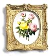 Rosa Lutea and Rosa Indica - Gold Frame Magnet with pop-out easel (2-3/4" x 2-1/2")