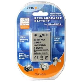 Zeikos ZE-ENEL5 Rechargeable Lithium Battery for Nikon EN-EL5