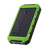 X-DRAGON ソーラーチャージャー 10000mAh ポータブル ソーラー充電器 頑丈で耐衝撃 デュアルUSB ソーラーバッテリーチャージャー iPhone 6 Plus 5S 5C 5 4S/iPod/Samsung Galaxy S6 S6 Edge S5 S4 S3 Note 4 3/LG G3/Nexus/HTC One M9/Goproカメラ/GPS等マルチデバイス対応（グリーン）
