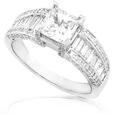 One of a Kind 2-1/3ctw Certified Princess & Baguette Diamond Ring in Platinum