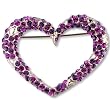 Brilliant Red Crystal Heartes Brooch Pin