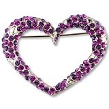 Pugster Brilliant Red Crystal Heartes Brooch Pin
