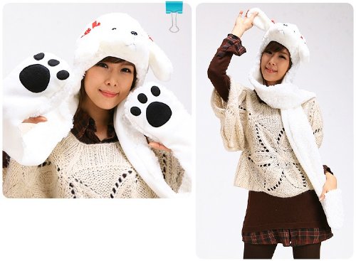 Korean Cartoon Animal Poodle Animal Hats Kids Adults with Ear Flaps
