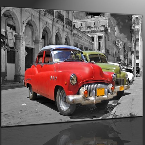 Keilrahmenbild Oldtimer ( Kuba ) - fertig gerahmt auf Keilrahmen, Qualitätsware 100% Made in Germany! Unser Service für Sie - 1 Jahres Garantie auf unsere Bilder. Das ideale Geburtstagsgeschenk.