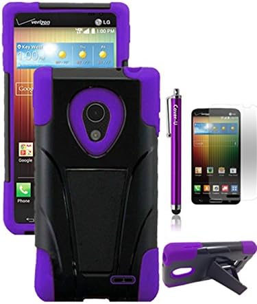 Cover-U® LG Lucid 3 VS876 Hybird Dual Layer Armor Case with built in Kickstand PURPLE+BLACK Included [Free Premium Screen Guard + Free Cover U (TM) Stylus Pen]