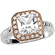 14K Rose and White Gold Hand Engraved Diamond Engagement Ring Semimount - CENTER STONE NOT INCLUDED - 0.27 Ct.