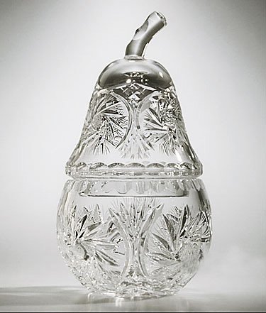 Handcut Crystal Jam Jar - Pear Shaped - 7 inches