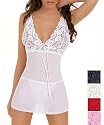 Stretch Lace Chiffon Babydoll & Matching Thong Set