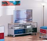 Modern Style Multicolor Metal Entertainment TV Stand w/ Casters