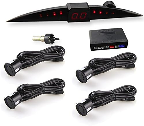 WIKOOL LED Display Car Parking Sensor Backup Reverse Rear View Radar Alert System with 4 Sensors-BLACK