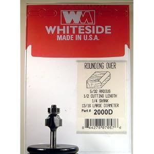 PART 2000D CARBIDE-TIP 2 FLUTE ROUND-OVER (CORNER ROUND) BIT W  BB GUIDE 5 32 RADIUS X 13... by Whiteside