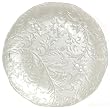 Bottom Painted Glass Floral Design Silver Platter 12.5" D
