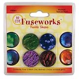 Fuseworks Dichroic Texture Fusible Glass Shapes, 1-Inch Round Disks, Assorted Colors, 4-Pack