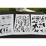 Acid Tactical&reg; 3 Pack - 9x14" Bark, Multicam, Jag Camouflage Vinyl Airbrush Spray Paint Stencils - Duracoat Cerakote Gun