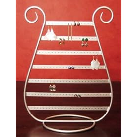 Table Top Jewelry Earring Display Holder Rack Stand Silver Metal Harp