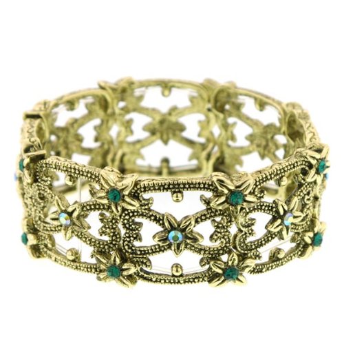 Flower Romance Brass Filigree Cuff Bracelet