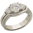 Platinum Three Stone Past Present Future Diamond Wedding Ring Set