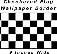 Checkered Flag Cars Nascar Wallpaper Border-9 Inch (Black Edge)