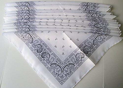 White Bandana Paisley 12 Pieces Wholesale Lot Brand New Party Favors